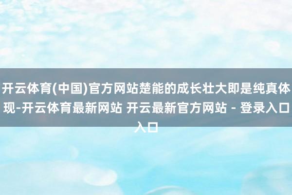 开云体育(中国)官方网站楚能的成长壮大即是纯真体现-开云体育最新网站 开云最新官方网站 - 登录入口