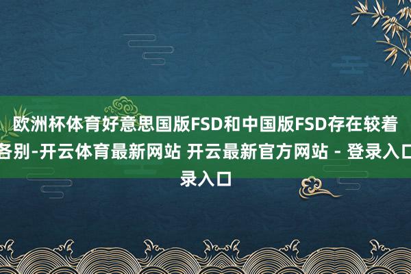欧洲杯体育好意思国版FSD和中国版FSD存在较着各别-开云体育最新网站 开云最新官方网站 - 登录入口