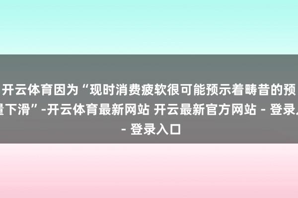 开云体育因为“现时消费疲软很可能预示着畴昔的预订量下滑”-开云体育最新网站 开云最新官方网站 - 登录入口