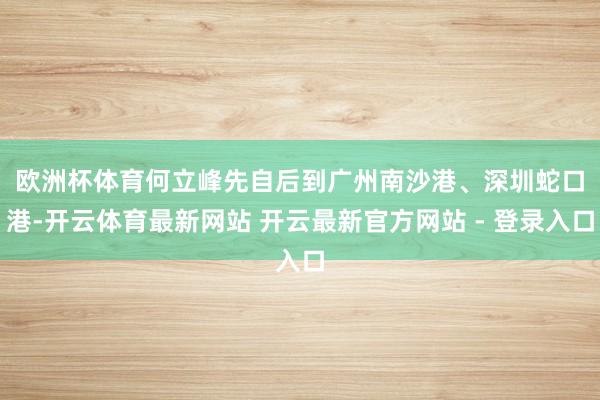 欧洲杯体育　　何立峰先自后到广州南沙港、深圳蛇口港-开云体育最新网站 开云最新官方网站 - 登录入口