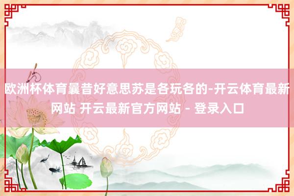 欧洲杯体育曩昔好意思苏是各玩各的-开云体育最新网站 开云最新官方网站 - 登录入口
