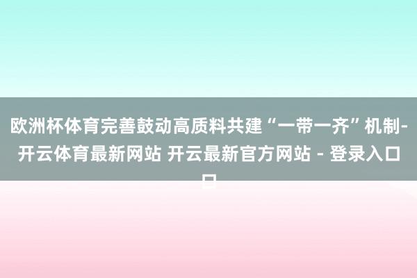 欧洲杯体育完善鼓动高质料共建“一带一齐”机制-开云体育最新网站 开云最新官方网站 - 登录入口
