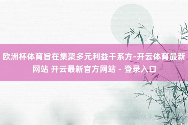 欧洲杯体育旨在集聚多元利益干系方-开云体育最新网站 开云最新官方网站 - 登录入口