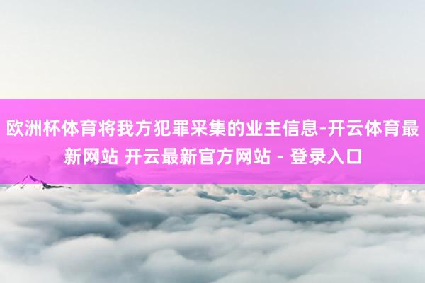 欧洲杯体育将我方犯罪采集的业主信息-开云体育最新网站 开云最新官方网站 - 登录入口