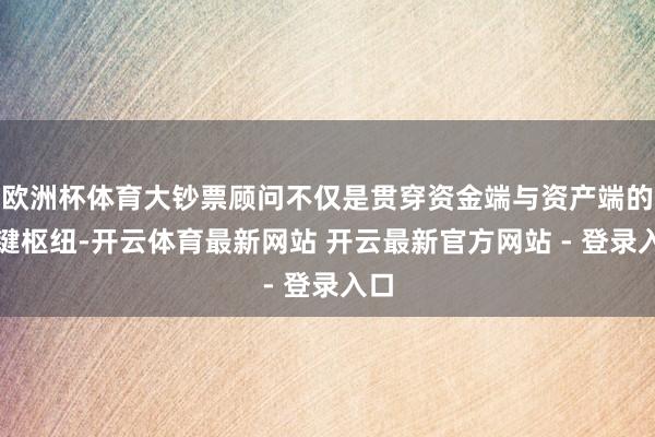 欧洲杯体育大钞票顾问不仅是贯穿资金端与资产端的关键枢纽-开云体育最新网站 开云最新官方网站 - 登录入口